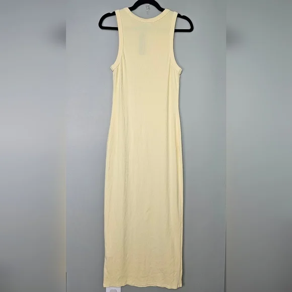 Lulus Majorly Trendy Light Yellow Ribbed Bodycon Midi Dress, Size Large - Picture 8 of 9